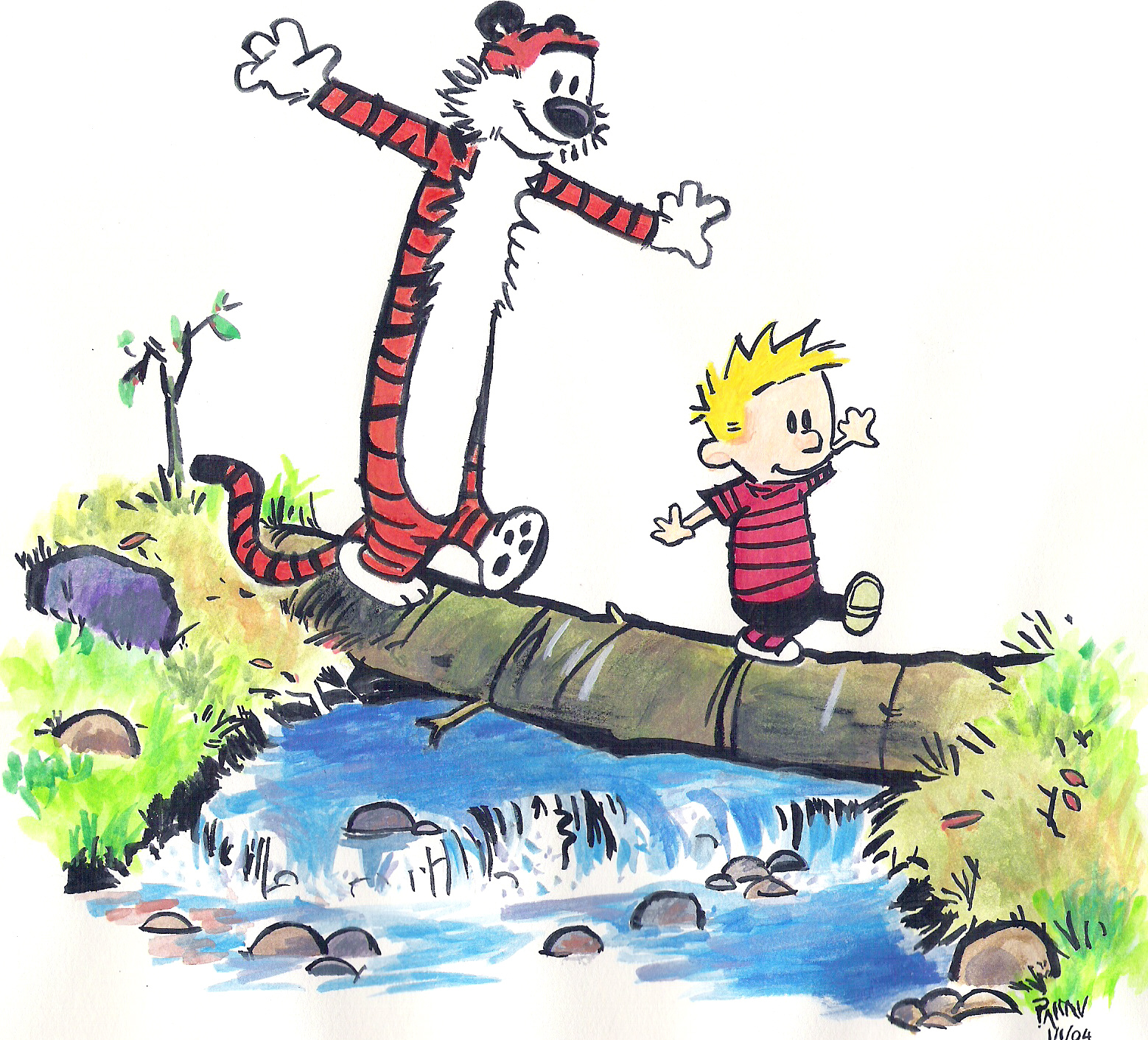 Calvin & Hobbes (Watercolor, 1 Jan 2004)